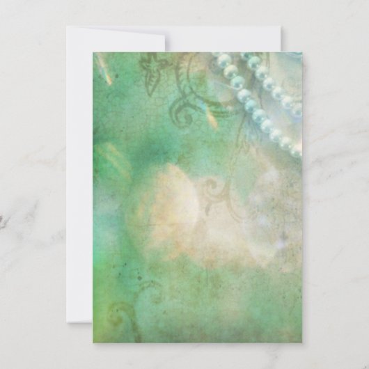 ターコイズと真珠の素朴結婚式招待状 招待状 (裏面)