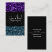 ターコイズと紫のグリッターの輝き 名刺 (正面/裏面)