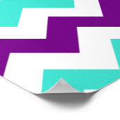 ターコイズと紫のジグザグ ポスター (角)