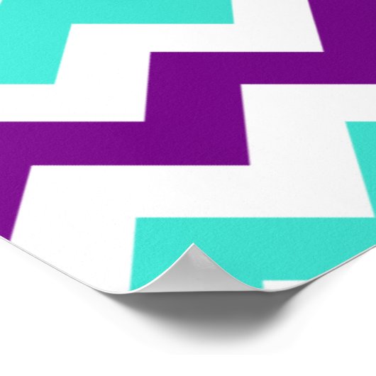 ターコイズと紫のジグザグ ポスター (角)