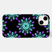 ターコイズと紫のネオンの花 Case-Mate iPhoneケース (裏面 (横))