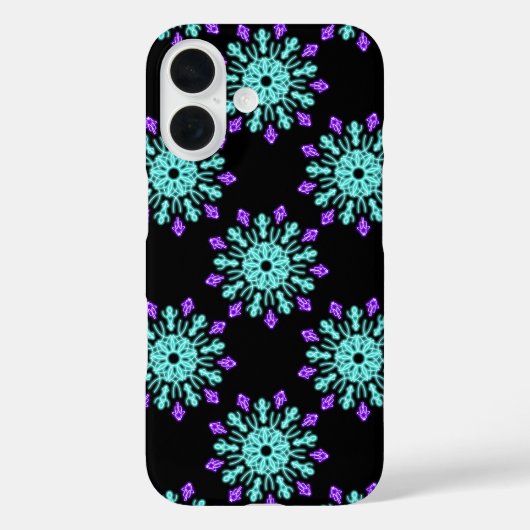 ターコイズと紫のネオンの花 Case-Mate iPhoneケース (裏面)