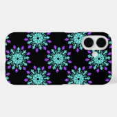 ターコイズと紫のネオンの花 Case-Mate iPhoneケース (裏面 (横))