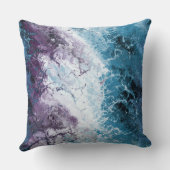 ターコイズと紫の抽象芸術 クッション (裏面)