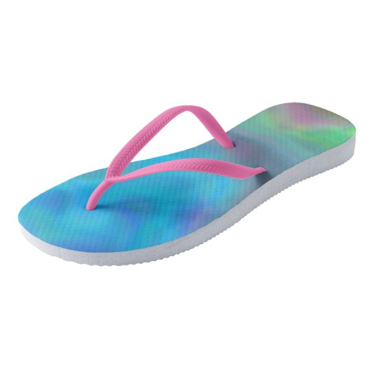 ターコイズと紫の抽象芸術 ビーチサンダル (アングル)