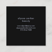 ターコイズと紫の水の色のスプラッシュ（黒） スクエア名刺 (裏面)