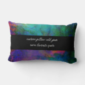 ターコイズと紫の水色カスタム引用文 ランバークッション (裏面)