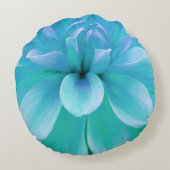 ターコイズと紫の花 ラウンドクッション (裏面)