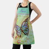 ターコイズと紫の蝶のエプロン エプロン (インサイチュ)