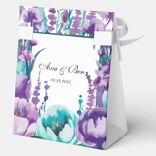 ターコイズと紫の野結婚花 フェイバーボックス (裏面)