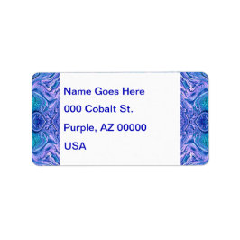 ターコイズと紫ガラス抽象芸術 ラベル