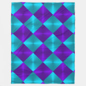 ターコイズと紫色のメタリック調の正方形 フリースブランケット (正面)