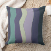 ターコイズと紫色の波状のストライプ クッション (ブランケット)