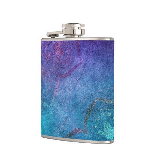 ターコイズと緑エレガント蓮の花 フラスク (左)