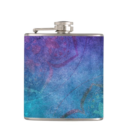 ターコイズと緑エレガント蓮の花 フラスク (正面)