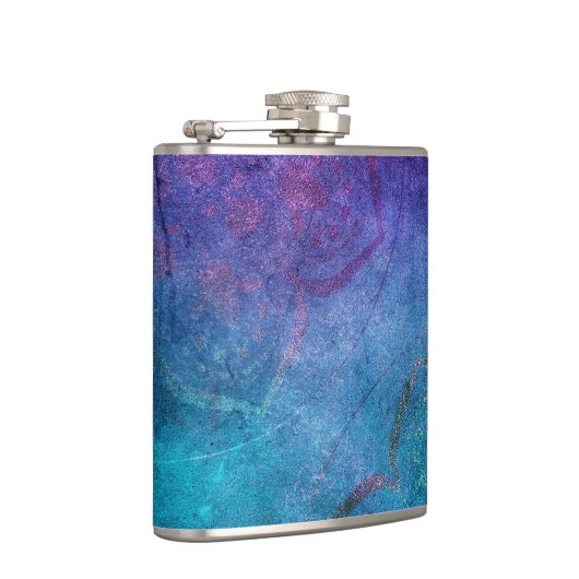 ターコイズと緑エレガント蓮の花 フラスク (右)