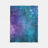 ターコイズと緑エレガント蓮の花 フリースブランケット (正面)