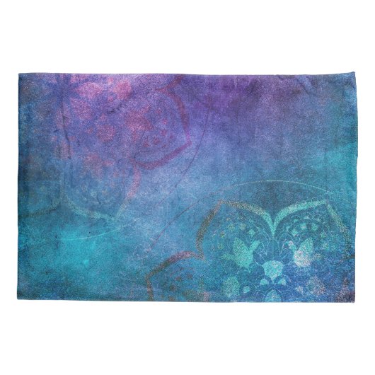 ターコイズと緑エレガント蓮の花 枕カバー (裏面)