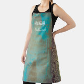 ターコイズと茶色の抽象芸術 エプロン (インサイチュ)