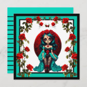 ターコイズと赤いバラのスカルコレクション シーズンカード (正面/裏面)