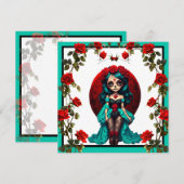 ターコイズと赤いバラのスカルコレクション シーズンカード (正面/裏面)