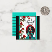 ターコイズと赤いバラのスカルコレクション ノートカード (正面/裏面インサイチュ)