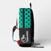 ターコイズと赤いバラのスカルシュガー プリントバックパック (右)