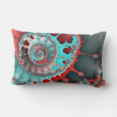 ターコイズと赤い緩和曲線抽象芸術 ランバークッション (裏面)