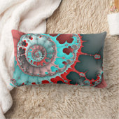 ターコイズと赤い緩和曲線抽象芸術 ランバークッション (ブランケット)