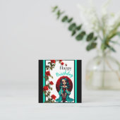 ターコイズと赤のバラのスカル飾り エンクロージャーカード (スタンド正面)