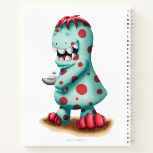 ターコイズと赤のモンスターエイリアン パーソナライズ ノートブック (裏面)