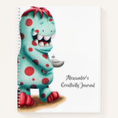 ターコイズと赤のモンスターエイリアン パーソナライズ ノートブック (正面)