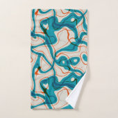 ターコイズと赤の渦巻き バスタオルセット (ハンドタオル)