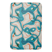 ターコイズと赤の渦巻き バスマット (正面縦)