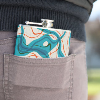 ターコイズと赤の渦巻き フラスク