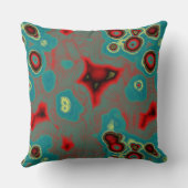 ターコイズと赤抽象芸術 クッション (裏面)