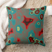 ターコイズと赤抽象芸術 クッション (ブランケット)