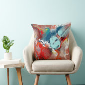 ターコイズと赤抽象芸術 クッション (椅子)