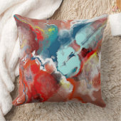 ターコイズと赤抽象芸術 クッション (ブランケット)