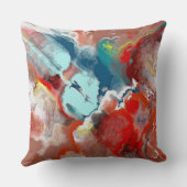 ターコイズと赤抽象芸術 クッション (裏面)