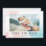 ターコイズと赤面の水の色 – Photo Save the Date セーブザデート<br><div class="desc">写真は日付カードを保存かわいらし水色洗い赤面ピンクとターコイズ。日付とあなたの結婚詳細をダークグレーで保存。裏には青い模様が淡い色のある。</div>