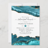 ターコイズと金ゴールドアガテ結婚のリハーサルディナー 招待状 (正面)