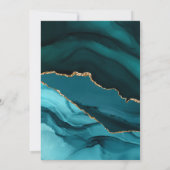 ターコイズと金ゴールドアガートウェディング日付を保存 セーブザデート (裏面)