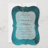 ターコイズと金ゴールドアガート結婚式招待状 (正面)