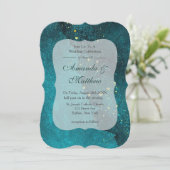 ターコイズと金ゴールドアガート結婚式招待状 (スタンド正面)
