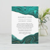 ターコイズと金ゴールドアゲー減らト結婚のゲストリスト 案内状 (スタンド正面)