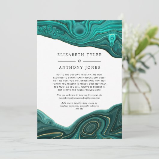 ターコイズと金ゴールドアゲー減らト結婚のゲストリスト 案内状 (スタンド正面)