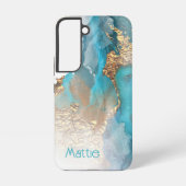 ターコイズと金ゴールドアルコールインクサムスンギャラクシーCas Samsung Galaxyケース (裏面)