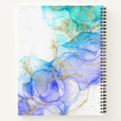 ターコイズと金ゴールドアルコールインク&名前 ノートブック (裏面)