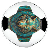 ターコイズと金ゴールドウルフ サッカーボール (回転)